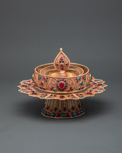 6" Tibetan Ratna Mandala with Filigree Design | Religious Artifacts