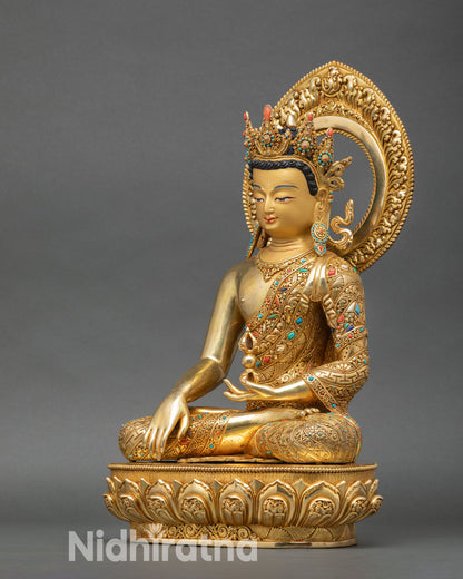 Mitrugpa Statue | 24K Gold Fire-Gilded Copper Artwork