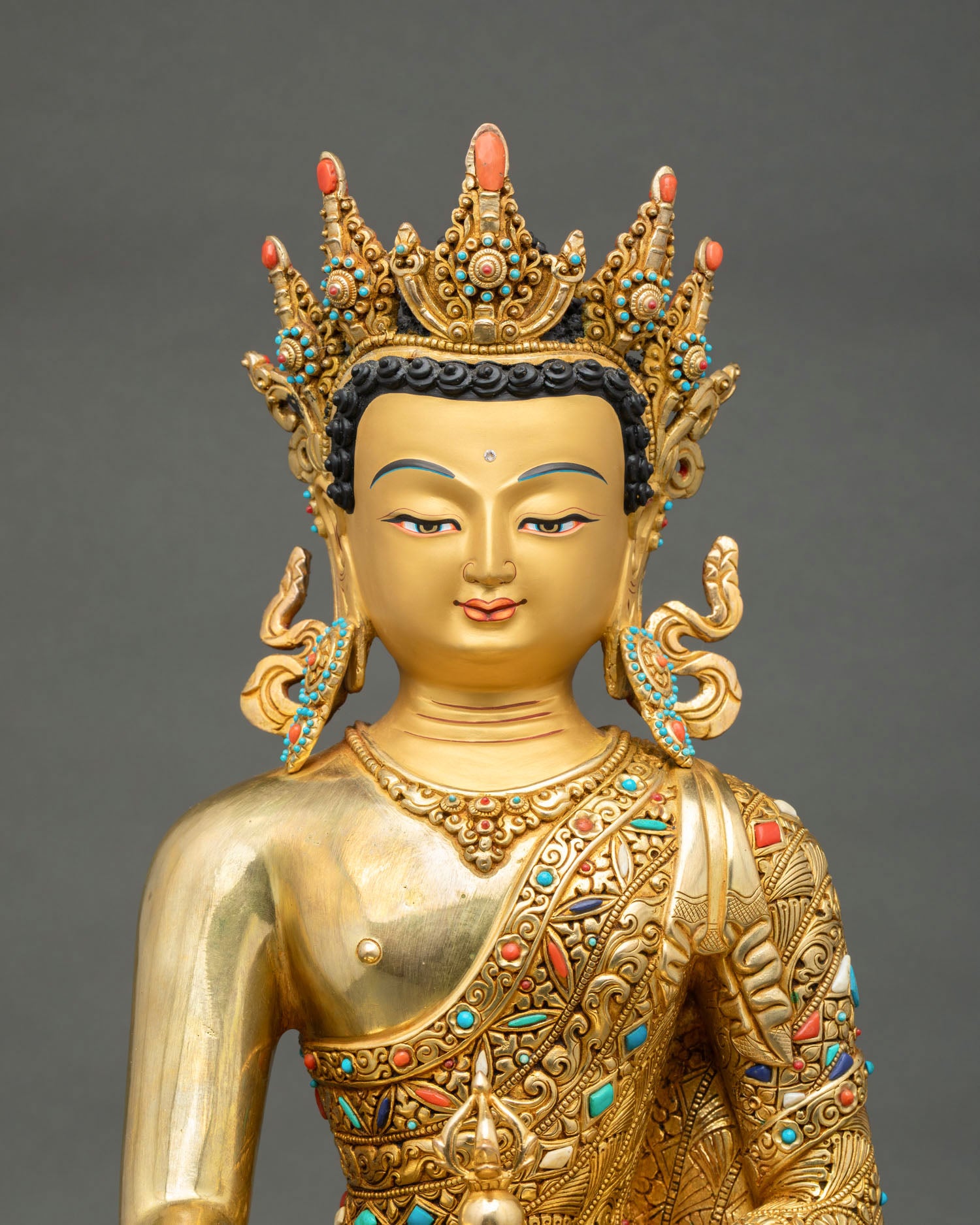 Mitrugpa Statue | 24K Gold Fire-Gilded Copper Artwork