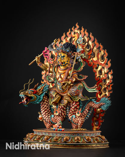 White Dzambhala Statue | Hand-Carved Newari Masterpiece