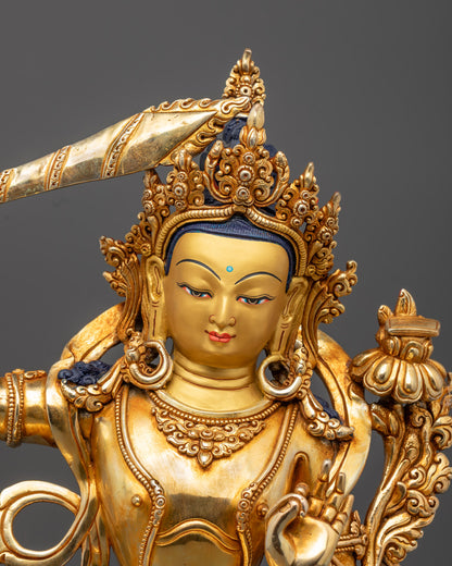 Authentic Manjushri Bodhisattva Statue | Handcrafted Tibetan Artwork