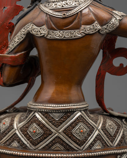 Manjushri Statue in Oxidized Copper