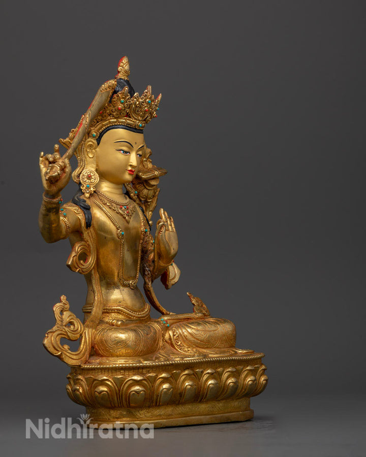 Golden Statue For Manjushri Long Mantra