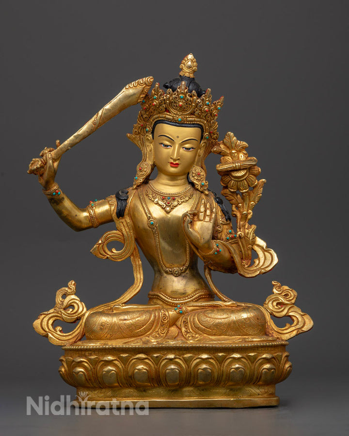 Golden Statue For Manjushri Long Mantra