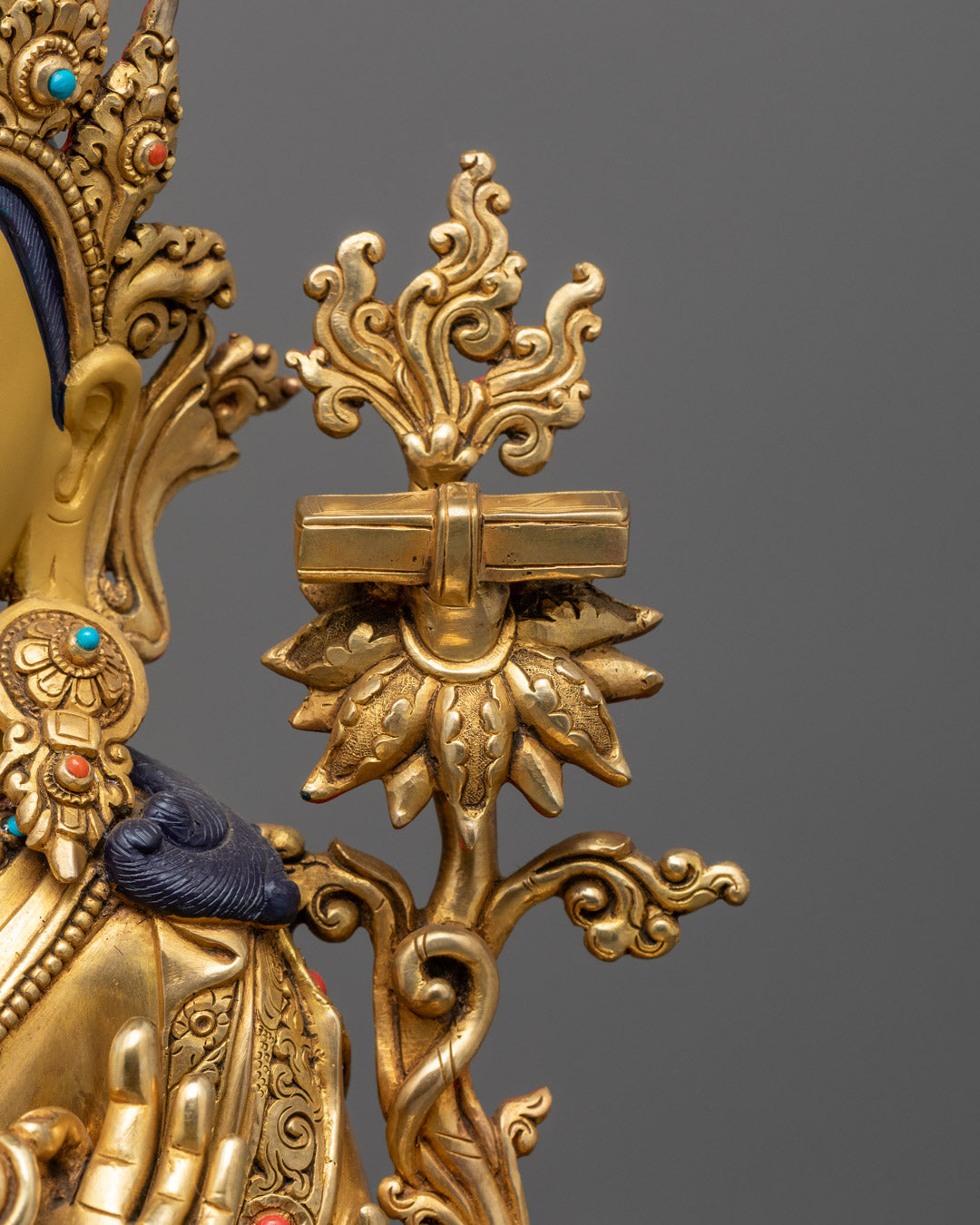 Traditional Nepali Manjushri Statue | 24k Gold Gilded Copper
