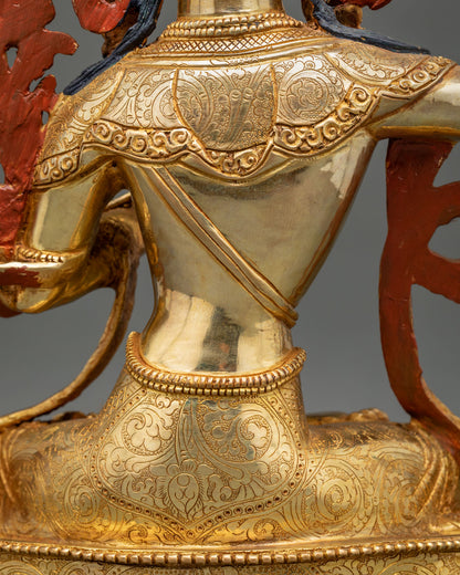 Gold-Gilded Manjushri Statue | Bodhisattva of Wisdom