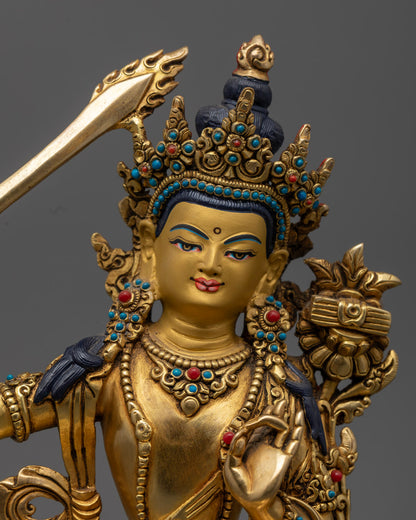 Handmade Manjushri Statue with Sword of Wisdom