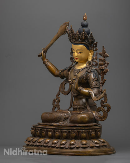 Handmade Manjushri Statue | Manjushri Statue with Flaming Sword