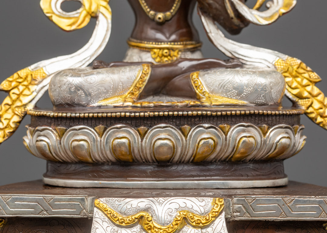 Manjushri Buddha Statue | Silver Plated Statue
