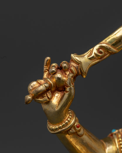 Manjushri Buddha Statue Rupa Fully Gold 22.5cm