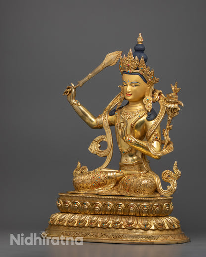 Nepalese Manjushri Statue | Sacred Bodhisattva of Wisdom