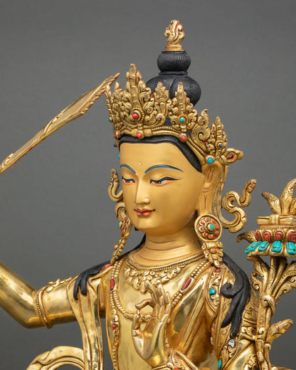 Himalayan Buddhist Manjushri Sculpture for Sacred Space