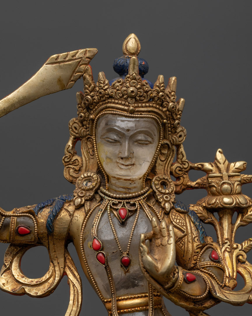 Crystal Manjushri Sadhana Statue | Buddhist Art for Devotion