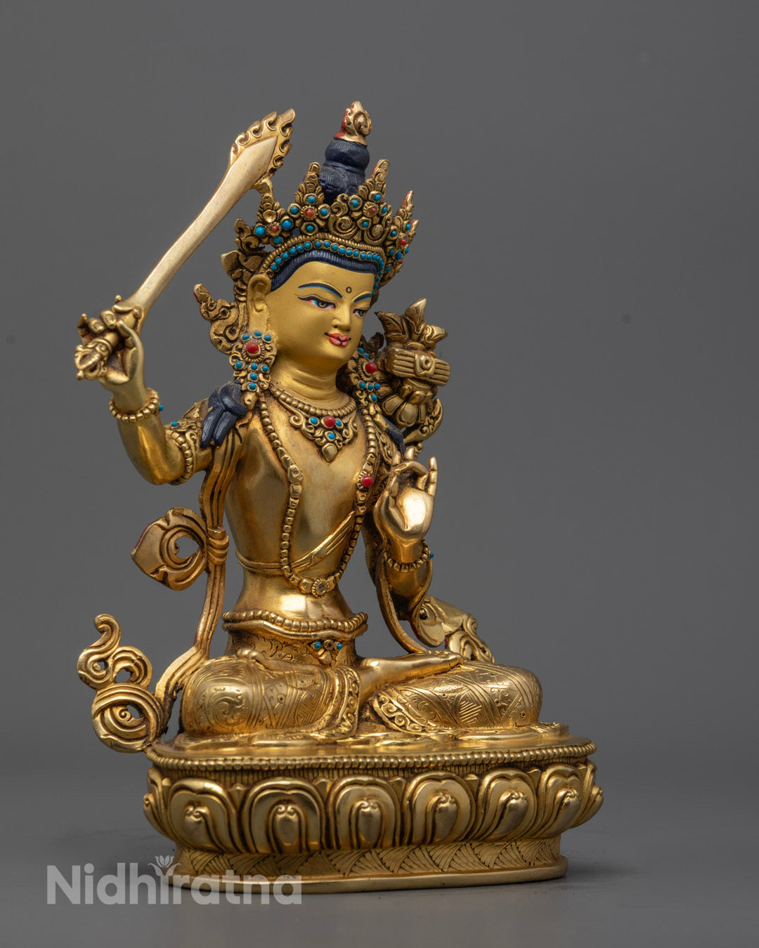 Handmade Manjushri Statue with Sword of Wisdom
