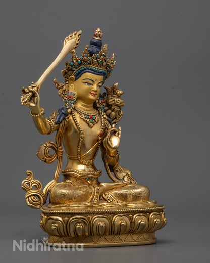 Handmade Manjushri Statue with Sword of Wisdom