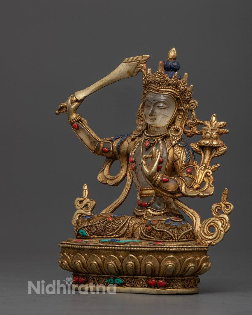 Crystal Manjushri Sadhana Statue | Buddhist Art for Devotion