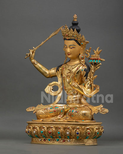 Himalayan Buddhist Manjushri Sculpture for Sacred Space
