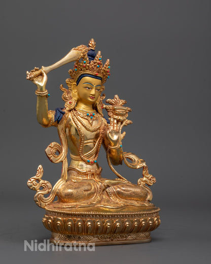 Manjushri Bodhisattva Sculpture | Traditional Tibetan Art
