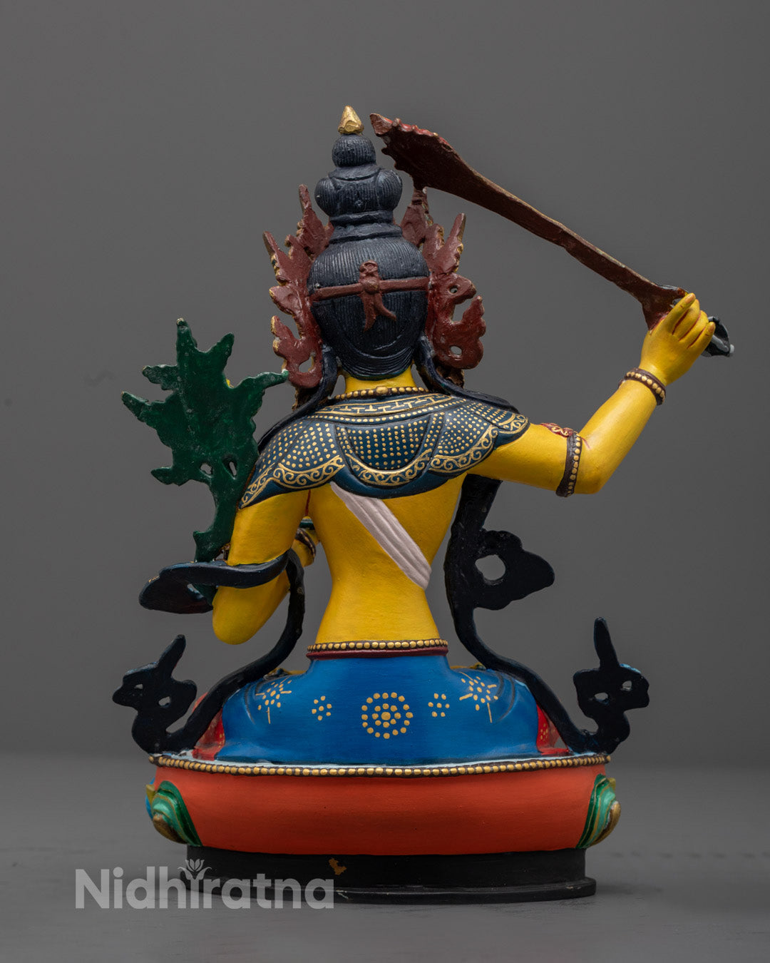 Yellow-Hued Manjushri Statue | Coloured Tibetan Artwork