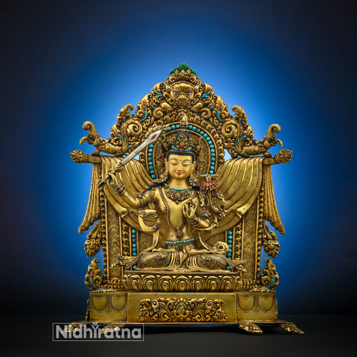 Sacred Manjushri Statue | Hand-Carved Buddhist Wisdom Deity