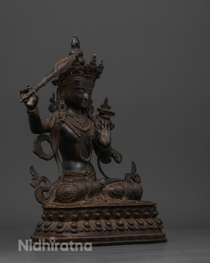 Oxidized Manjushri Statue | Bodhisattva of Perfected Wisdom