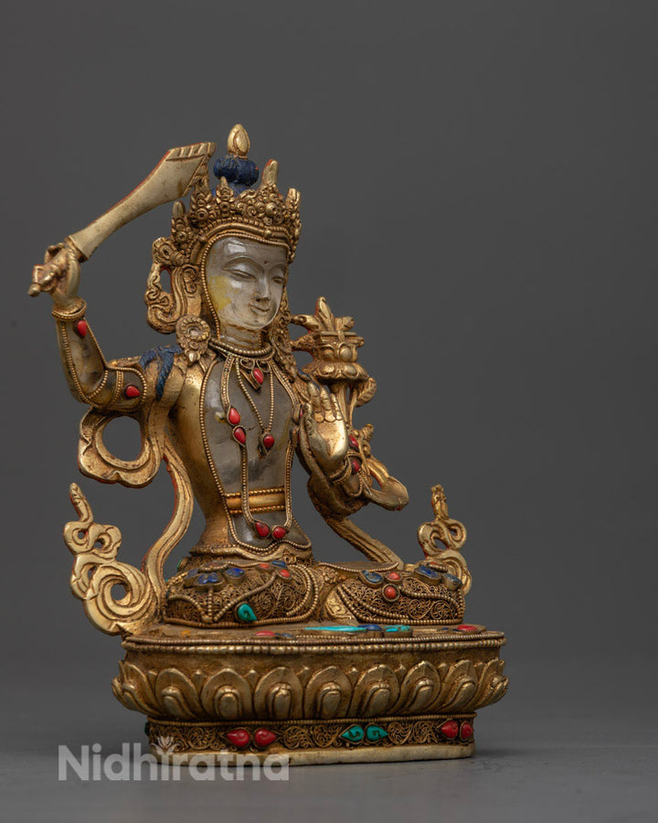 Crystal Manjushri Sadhana Statue | Buddhist Art for Devotion