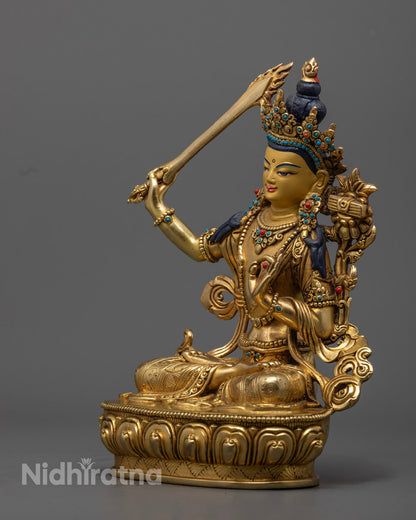 Handmade Manjushri Statue with Sword of Wisdom