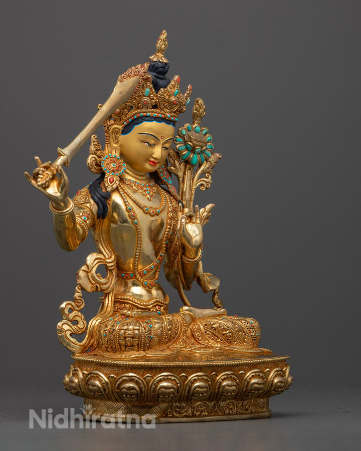 Manjushri Bodhisattva Statue | Traditional Nepalese Artwork