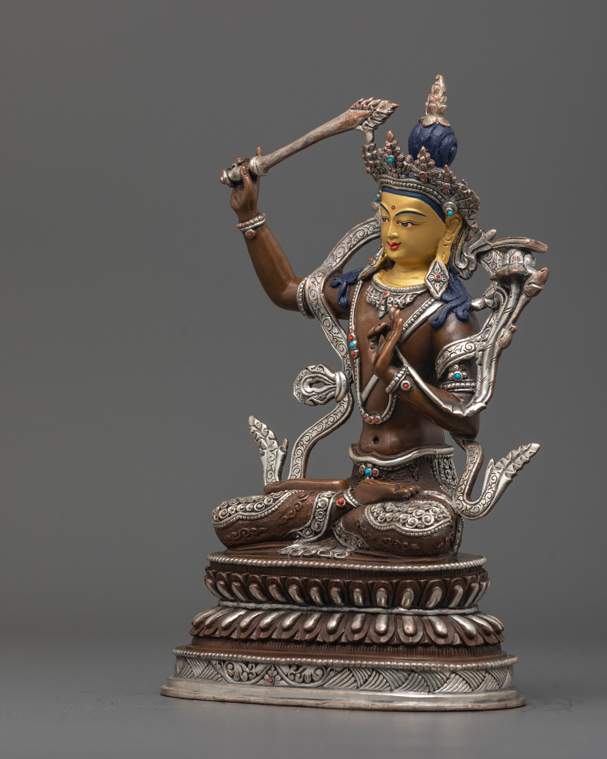 Shop Oxidized Manjushri Statue | Handcrafted Wisdom Deity Sculpture