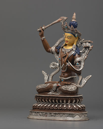 Shop Oxidized Manjushri Statue | Handcrafted Wisdom Deity Sculpture