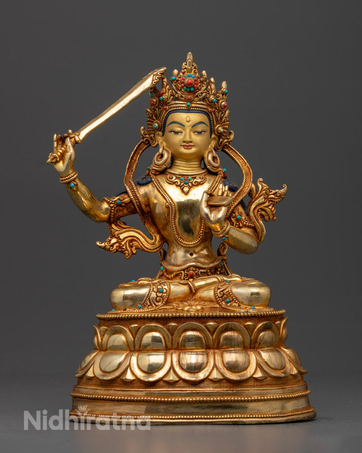 Golden Manjushri Statue | Bodhisattva of Wisdom