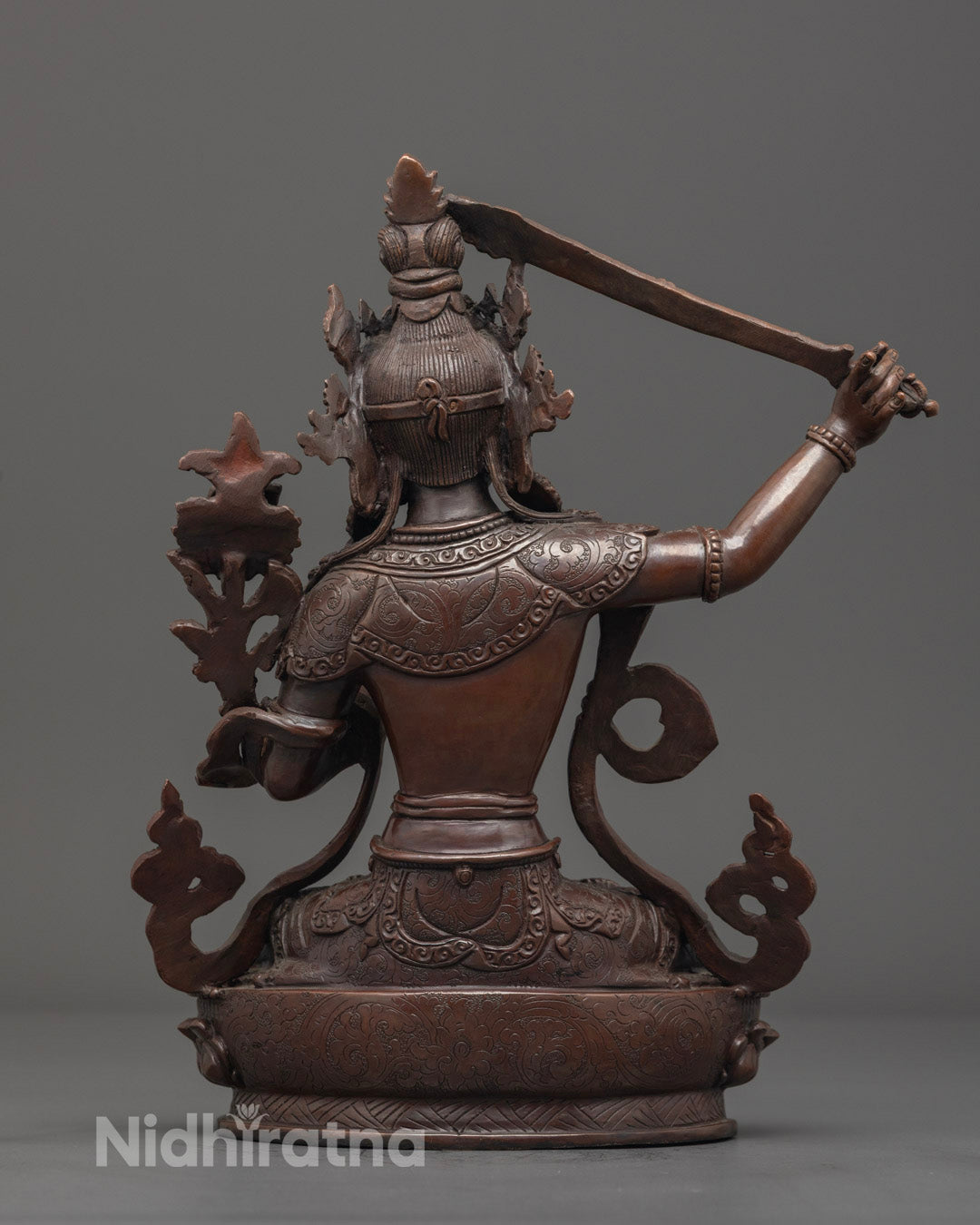 Handcrafted Oxidized Manjushri Statue | Buddhist Deity of Wisdom