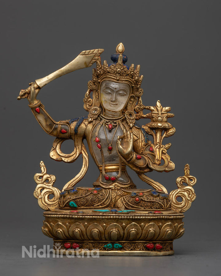 Crystal Manjushri Sadhana Statue | Buddhist Art for Devotion