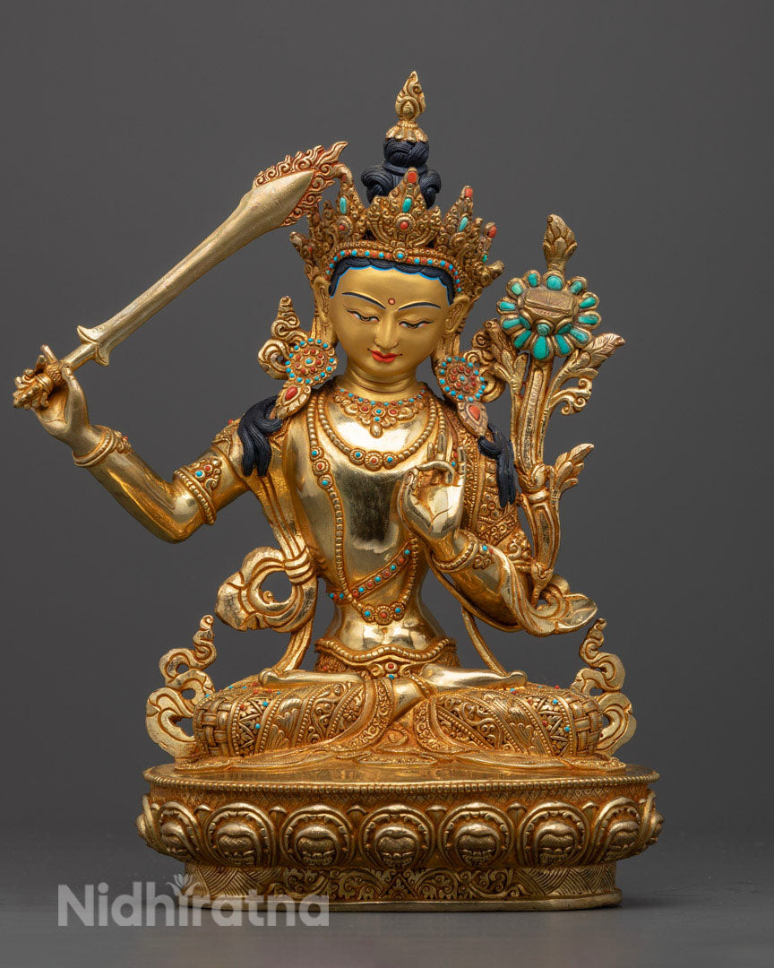 Manjushri Bodhisattva Statue | Traditional Nepalese Artwork