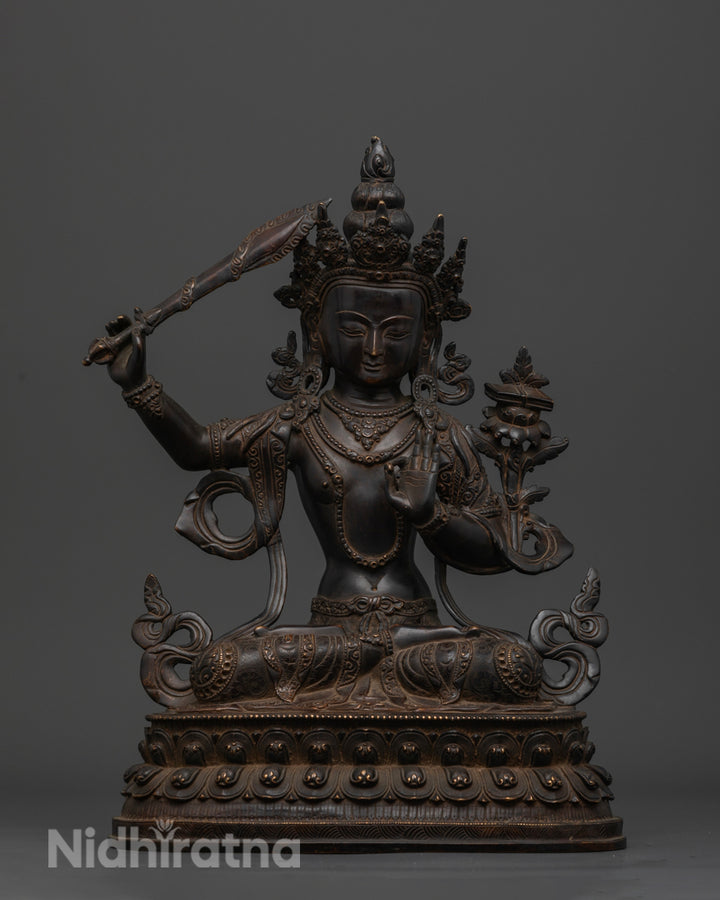 Oxidized Manjushri Statue | Bodhisattva of Perfected Wisdom