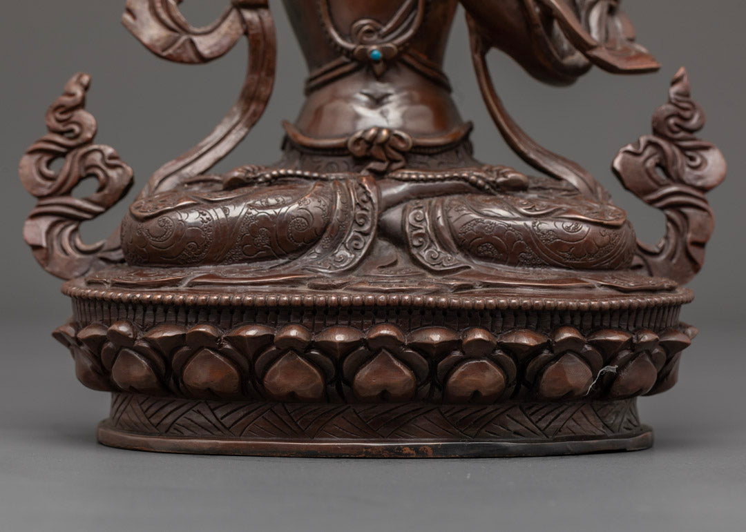 Handcrafted Oxidized Manjushri Statue | Buddhist Deity of Wisdom