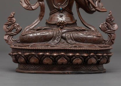 Handcrafted Oxidized Manjushri Statue | Buddhist Deity of Wisdom
