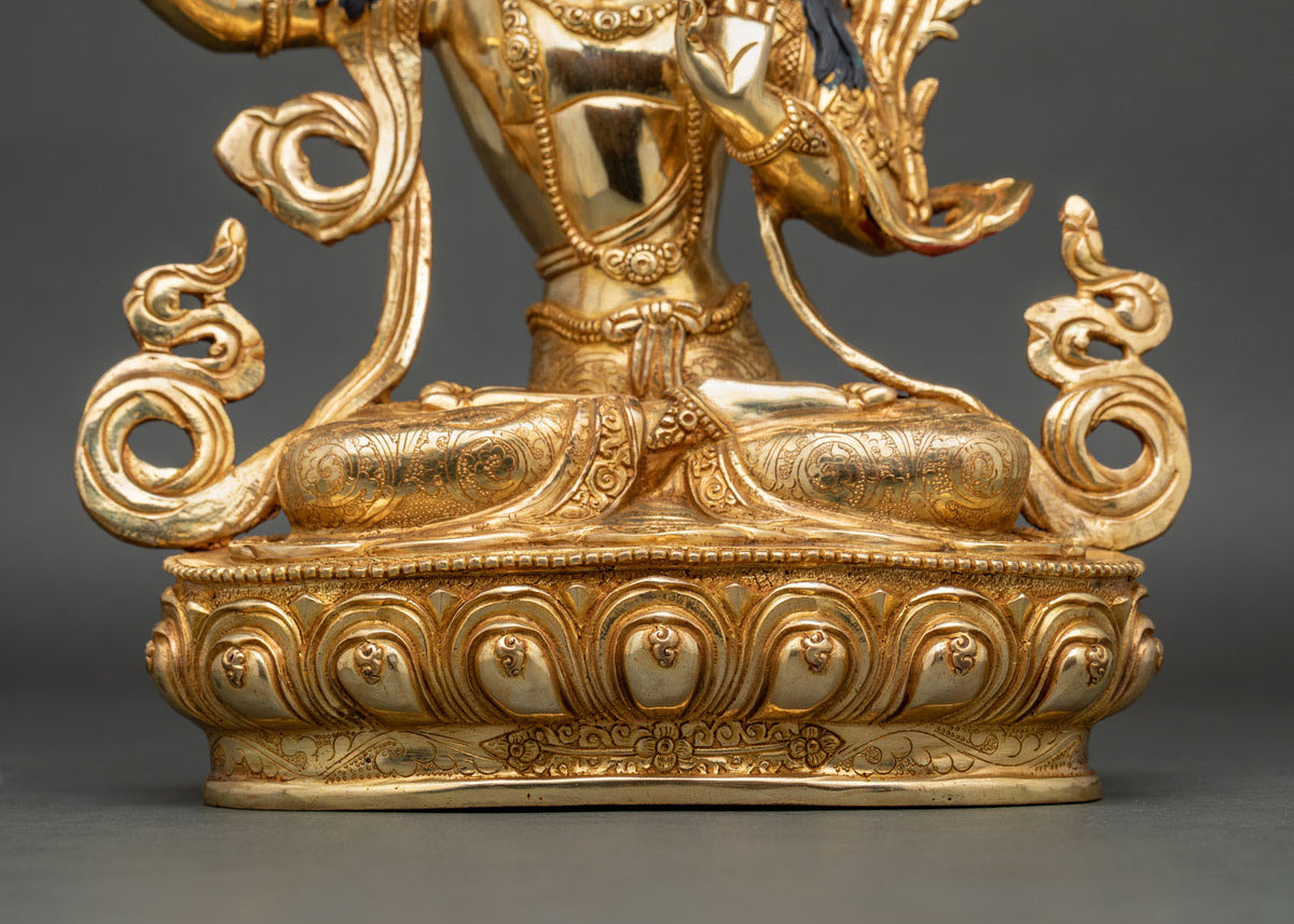 Gold-Gilded Manjushri Statue | Bodhisattva of Wisdom