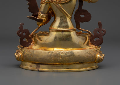 Manjushri Buddha Statue Rupa Fully Gold 22.5cm