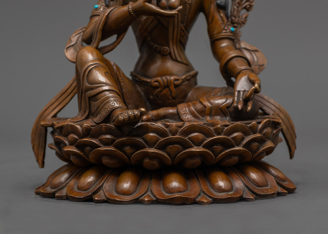 Handmade Oxidized Manjushri Statue | Sacred Bodhisattva Statue