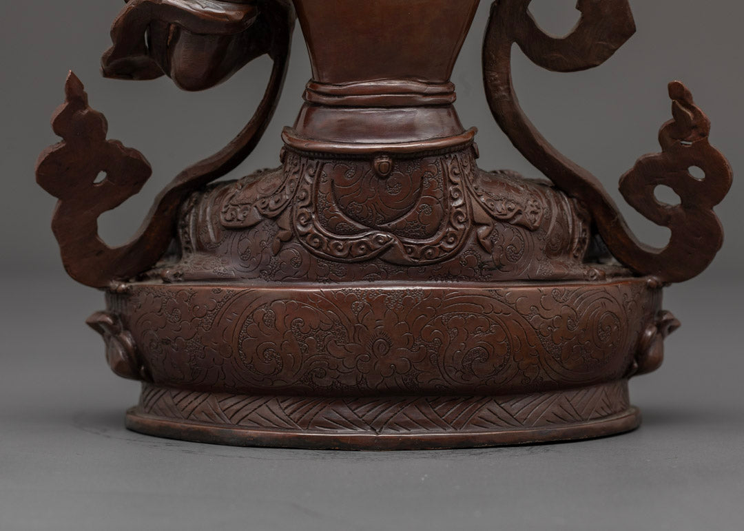 Handcrafted Oxidized Manjushri Statue | Buddhist Deity of Wisdom