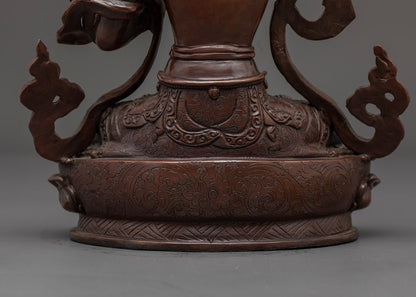 Handcrafted Oxidized Manjushri Statue | Buddhist Deity of Wisdom