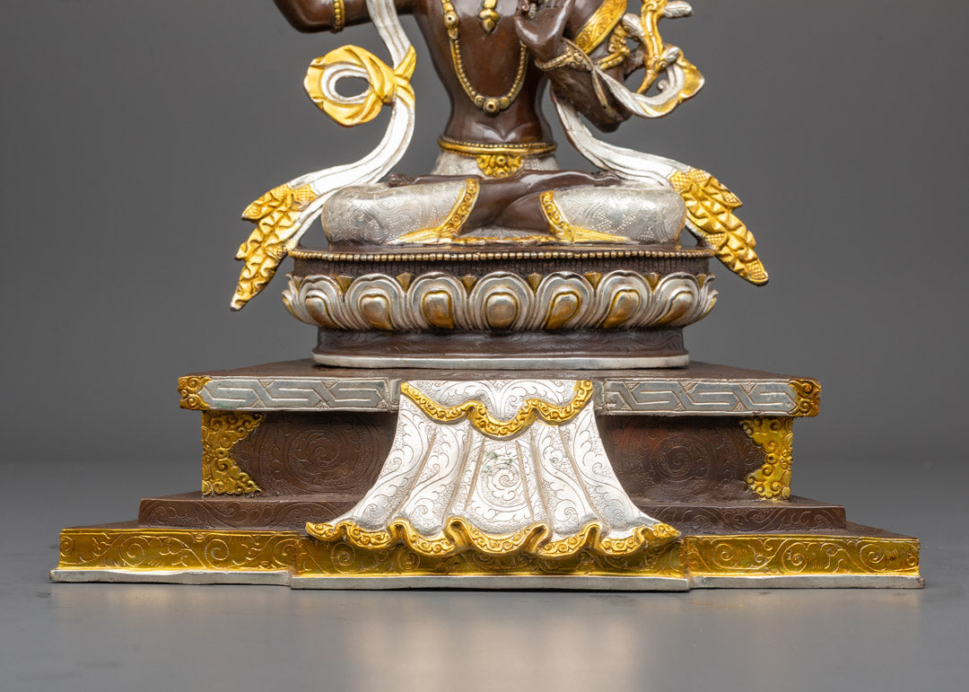 Manjushri Buddha Statue | Silver Plated Statue