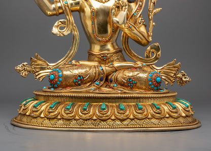 Traditional Manjushri Bodhisattva Statue | Handcrafted Himalayan Art