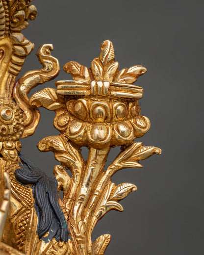 Gold-Gilded Manjushri Statue | Bodhisattva of Wisdom