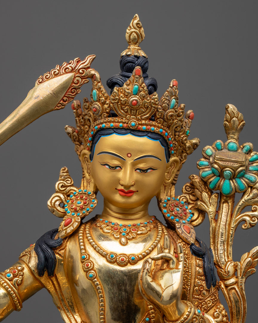 Manjushri Bodhisattva Statue | Traditional Nepalese Artwork