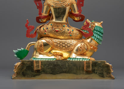 Premium Manjushri Statue with Snow Lion | Tibetan Wisdom Deity