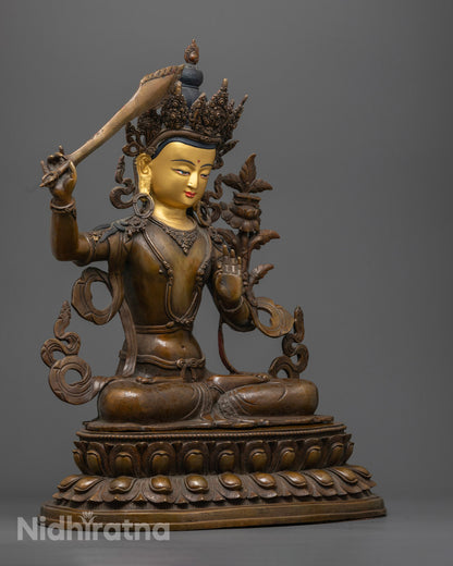 Handmade Manjushri Statue | Manjushri Statue with Flaming Sword