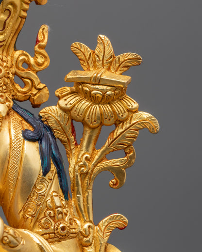 Divine Wisdom Decor | Manjushri Statue with Mantra Chamber