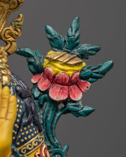 Yellow-Hued Manjushri Statue | Coloured Tibetan Artwork
